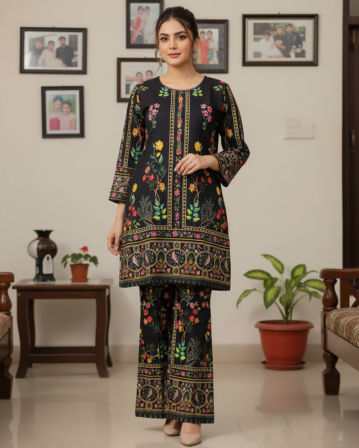 Designer CoOrds Two Piece | Digital Embroidered Prints | Soft Corduroy