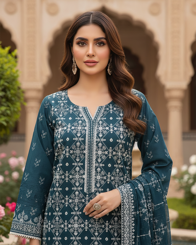 Three Piece Formals | Embroidered - White & White - Eid Special | Premium Lawn