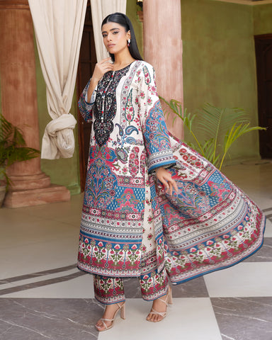 Embroidered Three Piece | Neck Patched Vol-V | Premium Luxury Lawn