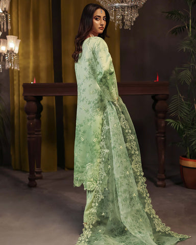Three Piece Formals | Festive Embroidered - Jahira | Premium Organza