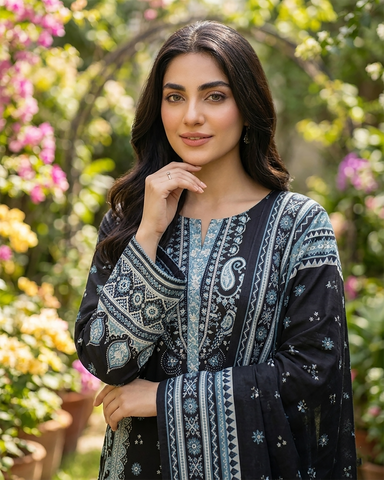 Printed Three Piece | Desginer Casual-Adaab (Farshi) | Premium Lawn