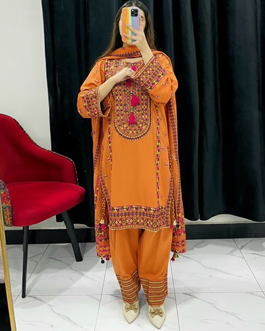 Designer Three Piece | Chilli Milli | Khaddar / Winter Cotton