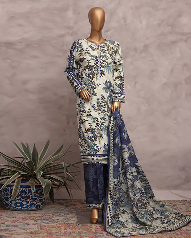 Digital Printed Three Piece | Designer "Hamna" | Soft Khaddar