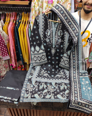 Printed Three Piece | Desginer Casual-Adaab (Farshi) | Premium Lawn