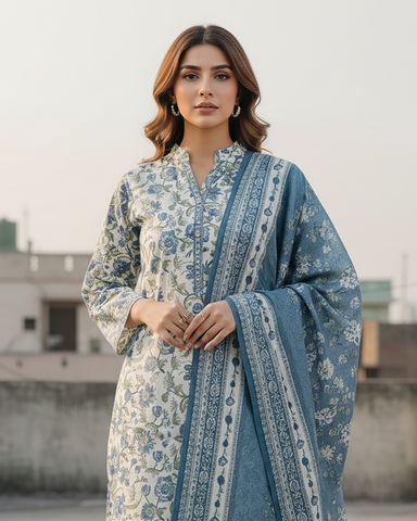 Printed Three Piece | Designer | Premium Khaddar
