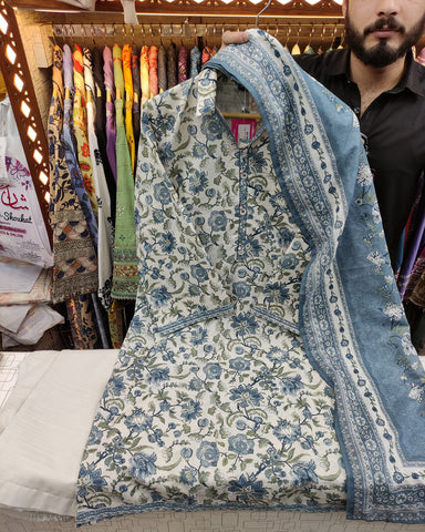 Printed Three Piece | Designer | Premium Khaddar