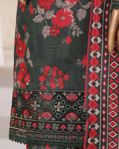Embroidered Three Piece | Designer Printed - Malika | Winter Khaddar
