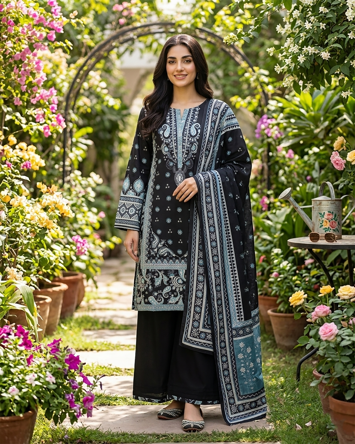 Printed Three Piece | Desginer Casual-Adaab (Farshi) | Premium Lawn