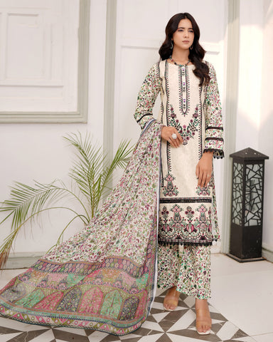 Designer Three Piece | Digital Printed Embroidered | Premium Khaddar