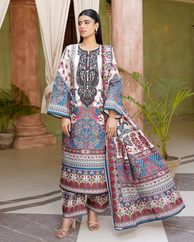 Embroidered Three Piece | Neck Patched Vol-V | Premium Luxury Lawn