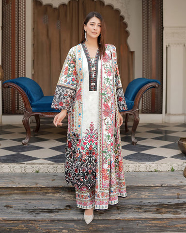 Designer Three Piece | Rangni Embroidered Series | Winter Cotton