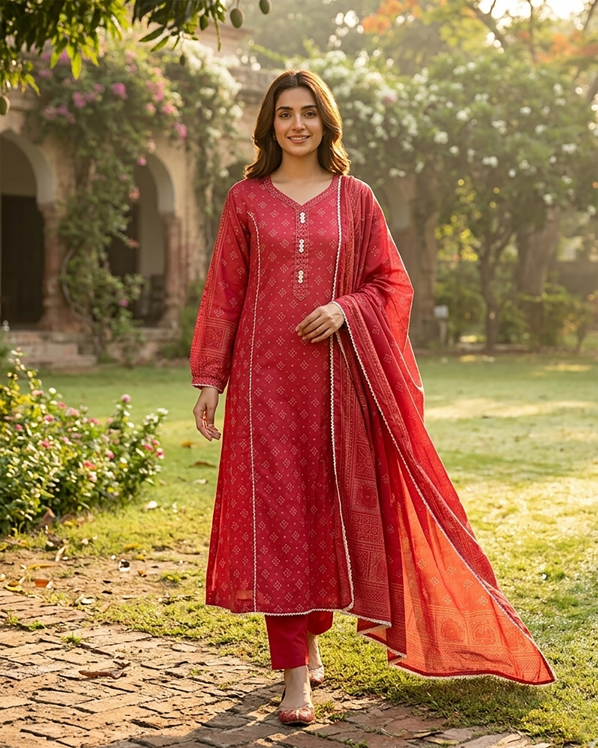 Printed Three Piece | Desginer Long Frock - Areej Casual | Premium Lawn