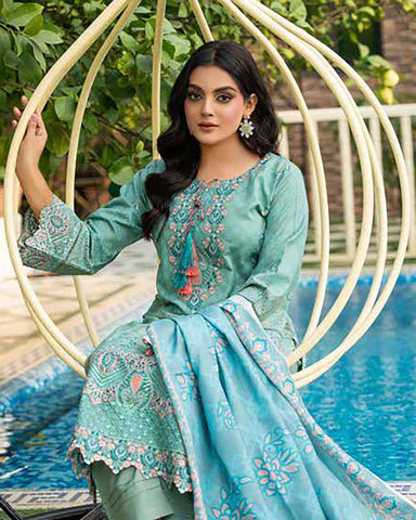 Designer Three Piece | Embroidered - Zouq 2 | Luxury Dhanak