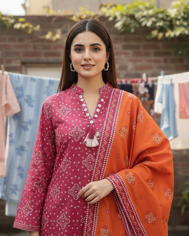 Printed Three Piece | Designer | Premium Khaddar