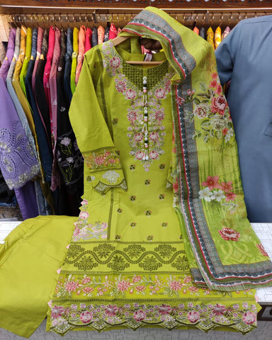 Designer Three Piece | Embroidered - Dhadkan | Khaddar Cotton