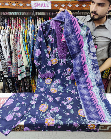 Embroidered Three Piece | Motti Bunch - Designer | Luxury Lawn