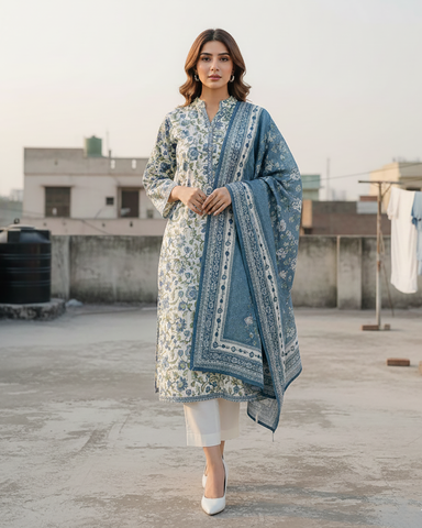 Printed Three Piece | Designer | Premium Khaddar