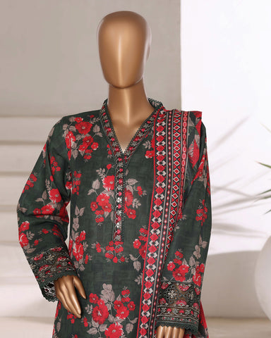 Embroidered Three Piece | Designer Printed - Malika | Winter Khaddar