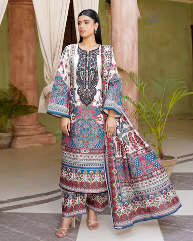 Embroidered Three Piece | Neck Patched Vol-V | Premium Luxury Lawn