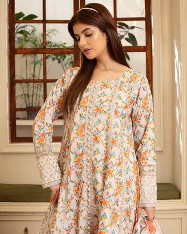 Designer Embroidered Three Piece | Elegant Style | Luxury Winter Cotton