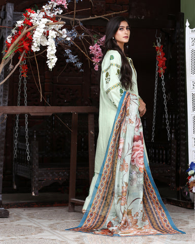 Designer Three Piece | Round Ghera | Embroidered