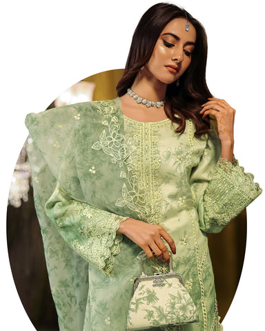 Three Piece Formals | Festive Embroidered - Jahira | Premium Organza