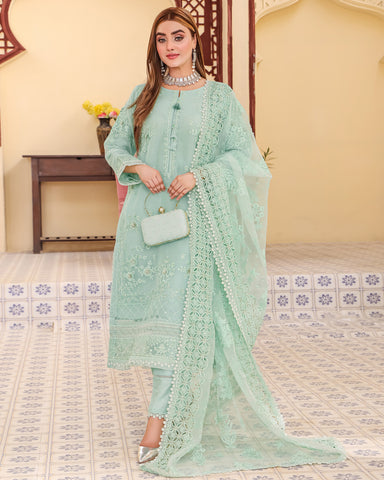 Three Piece Formals | Festive Embroidered - Eliana | Premium Organza