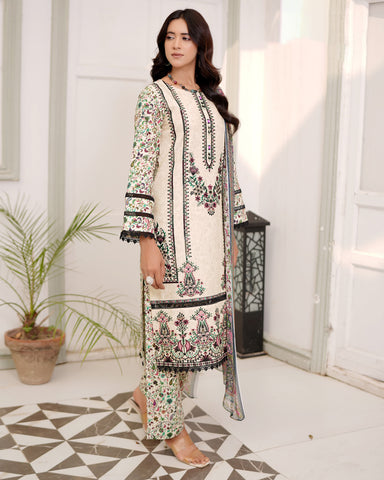 Designer Three Piece | Digital Printed Embroidered | Premium Khaddar