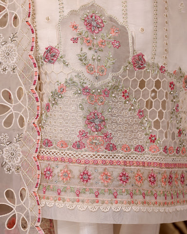 Formal Three Piece | Embroidered Festive-Falsafa | Premium Organza