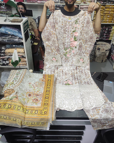 Designer Three Piece | Embroidered - Printicious-I | Cambric Cotton