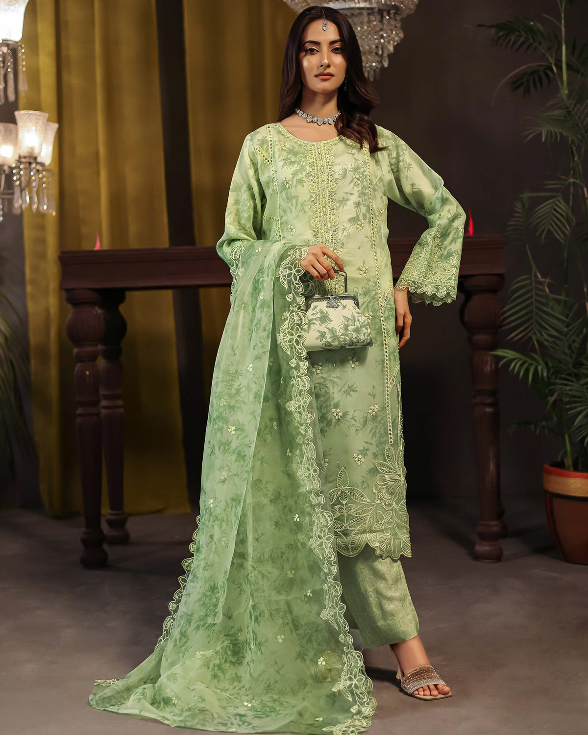 Three Piece Formals | Festive Embroidered - Jahira | Premium Organza
