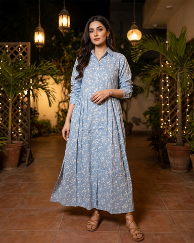 Designer Long Maxis | Printed Floral - Hania Series | Premium Lawn