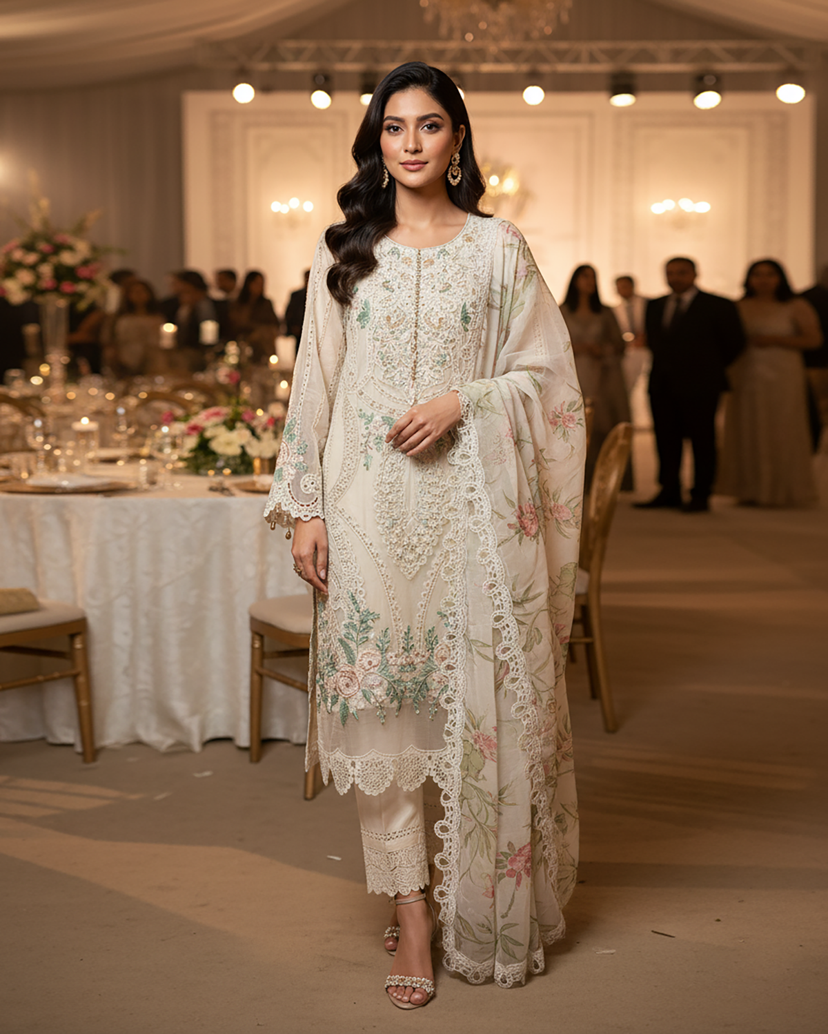 Three Piece Formals | Festive Embroidered - Event Special | Premium Organza
