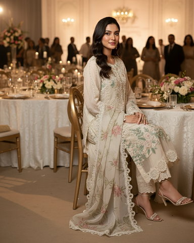 Three Piece Formals | Festive Embroidered - Event Special | Premium Organza