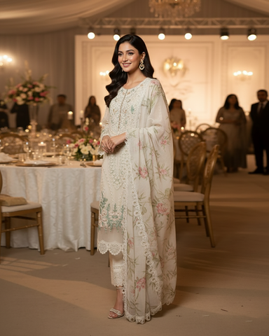 Three Piece Formals | Festive Embroidered - Event Special | Premium Organza