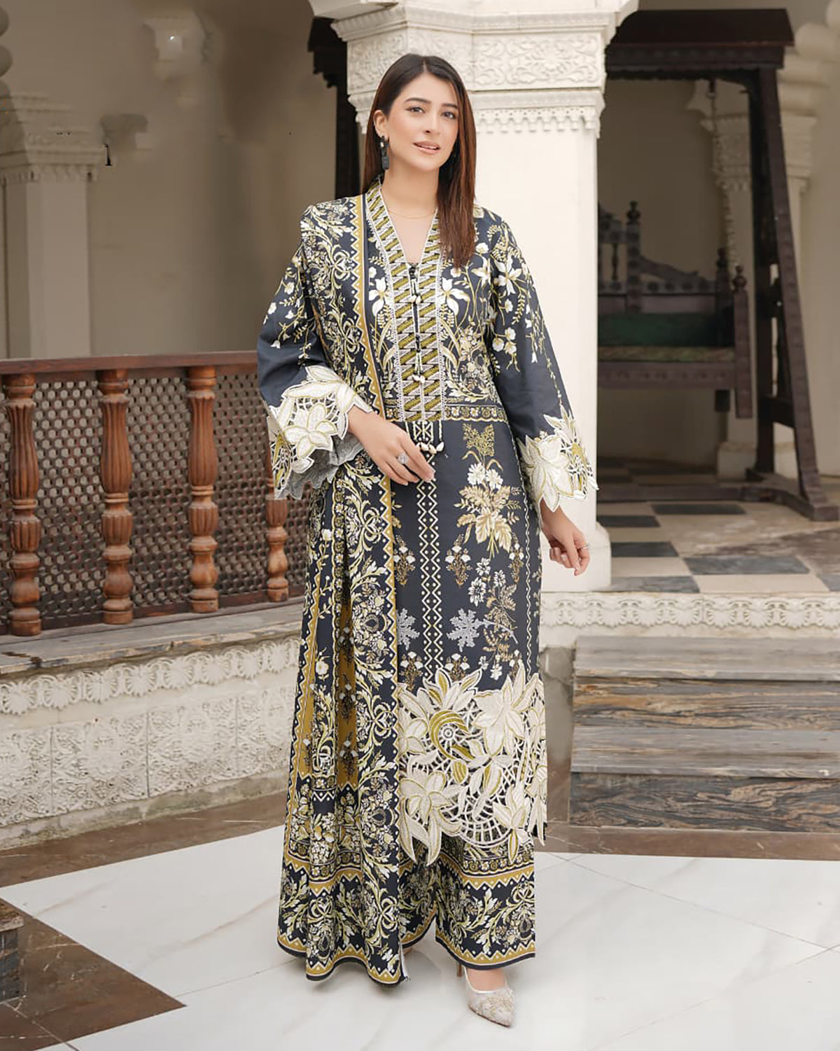 Designer Three Piece | Rangni Embroidered Series | Winter Cotton