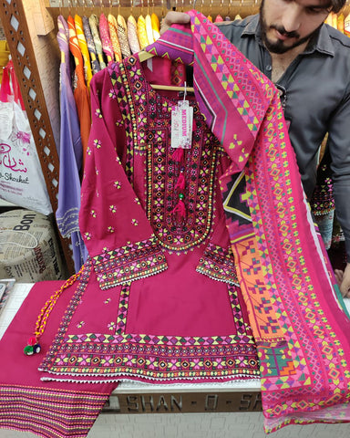 Designer Three Piece | Chilli Milli | Khaddar / Winter Cotton