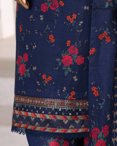 Embroidered Three Piece | Designer Printed - Malika | Winter Khaddar