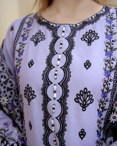 Designer Three Piece | Rangni Embroidered Series | Self Winter Cotton