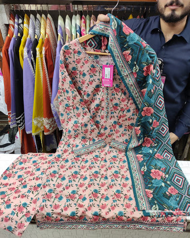 Printed Three Piece | Designer | Premium Khaddar