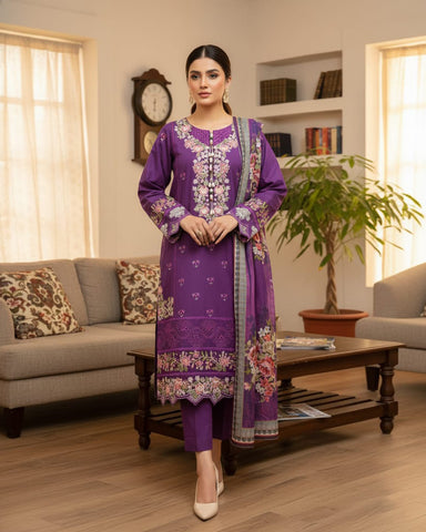 Designer Three Piece | Embroidered - Dhadkan | Khaddar Cotton