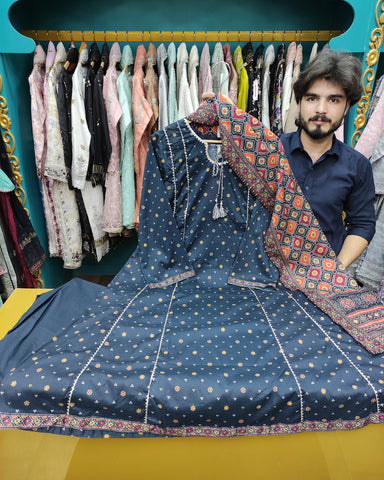 Printed Three Piece | Desginer Long Frock - Areej Casual | Premium Lawn