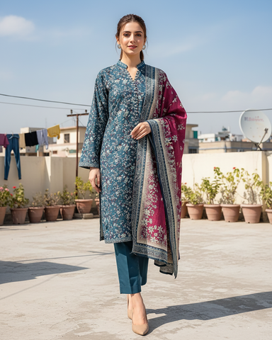 Printed Three Piece | Designer | Premium Khaddar