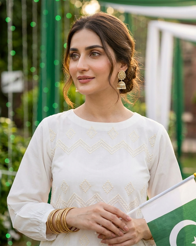 Designer Embroidered Shirt | Azadi Special | Cotton Lawn