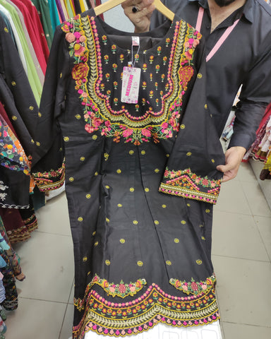 Designer Two Pieces | Embroidered Shirt | Khaddar