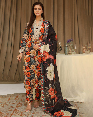 Embroidered Three Piece | Motti Bunch - Designer | Luxury Lawn