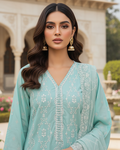 Three Piece Formals | Embroidered - White & White - Eid Special | Premium Lawn