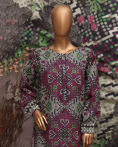 Digital Printed Three Piece | Designer "Hamna" | Soft Khaddar