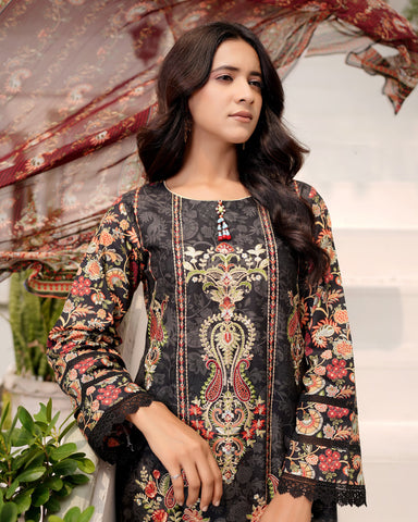 Designer Three Piece | Digital Printed Embroidered | Premium Khaddar