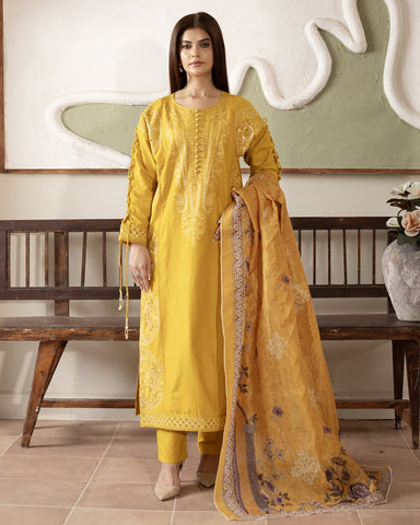 Designer Embroidered Three Piece | Elegant Style | Luxury Winter Cotton